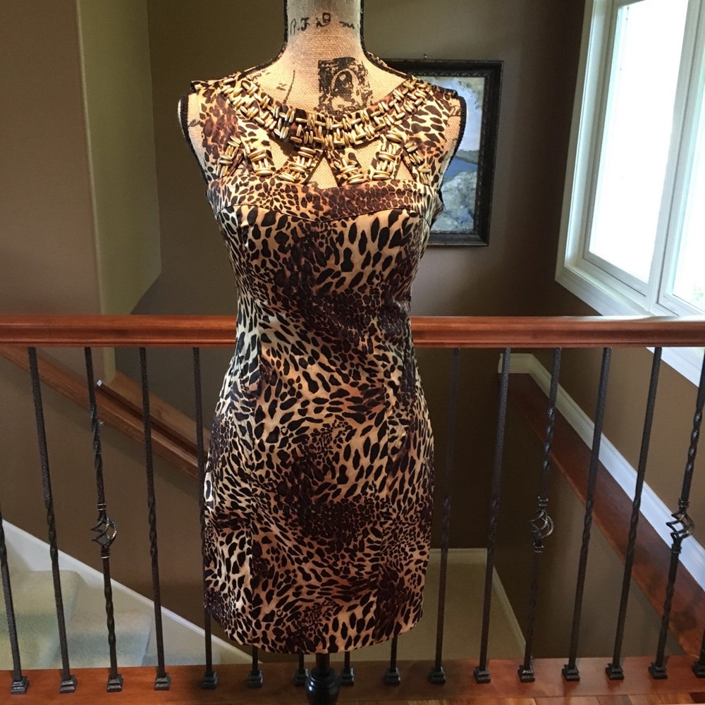 Cute and sassy leopard dress with beads